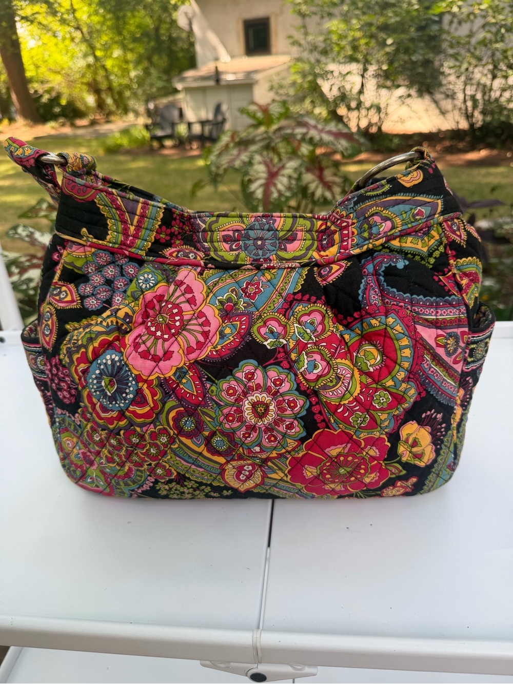 Vintage Vera Bradley Pink Pansy Shoulder Bag Purse Retired Y2K Rare